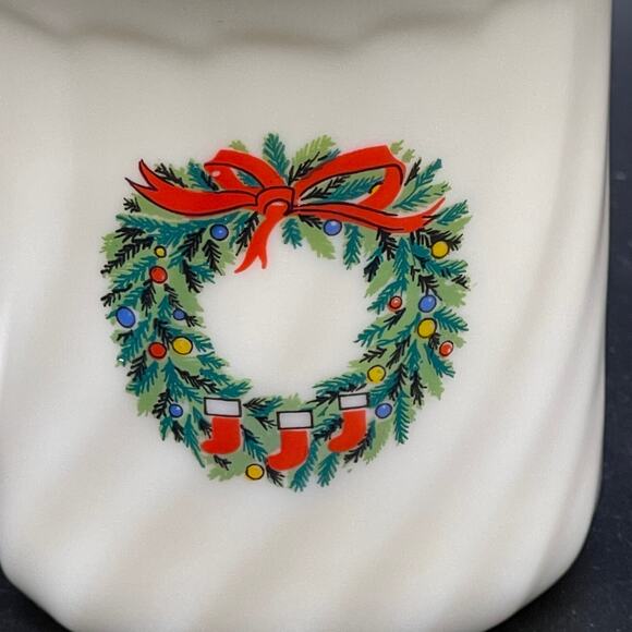 Vintage Salem Porcelle Noel Christmas Tree Wreath Coffee Cup Mug Made in France - Picture 8 of 11